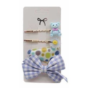 Hair pins fashion bear flower ribbon hair pin 4PC set Blue anime LA Comic Con